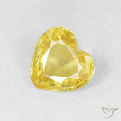 0.43ct Natural Medium Yellow Sapphire, Heart, VVS-VS
