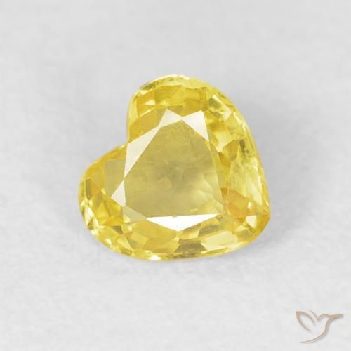 0.43 ct Yellow Sapphire Stone, Natural Sapphire in Heart Facet Shape for Sale
