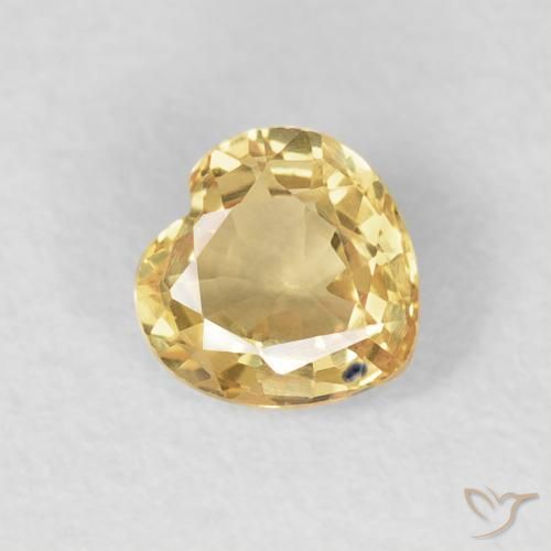 0.47 ct Yellow Sapphire Stone, Natural Sapphire in Heart Facet Shape for Sale
