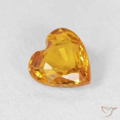 0.51 ct Orange Sapphire Stone, Natural Sapphire in Heart Facet Shape for Sale