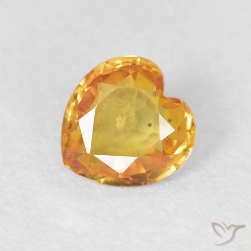 0.41ct Natural Medium Orange Sapphire, Heart, VVS-VS