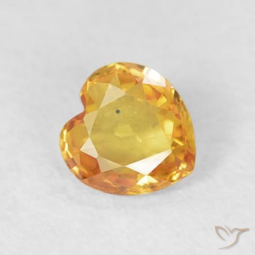 0.41 ct Orange Sapphire Stone, Natural Sapphire in Heart Facet Shape for Sale