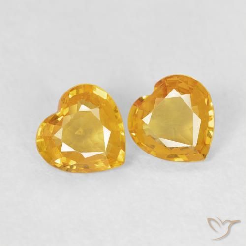 0.61 ctw Golden Sapphire Gemstones, Sapphire Gems in Heart Facet Shape for Sale.