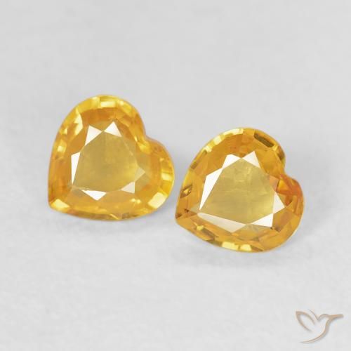 0.61 ctw Golden Sapphire Stones, Natural Sapphire in Heart Facet Shape for Sale