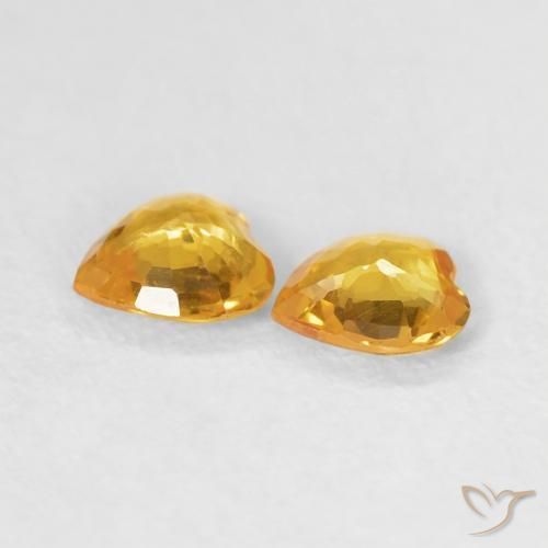 Sapphire Gemstones in 4.6 x 4.5 mm Size for Sale, Sapphire Stones in Golden Orange Color