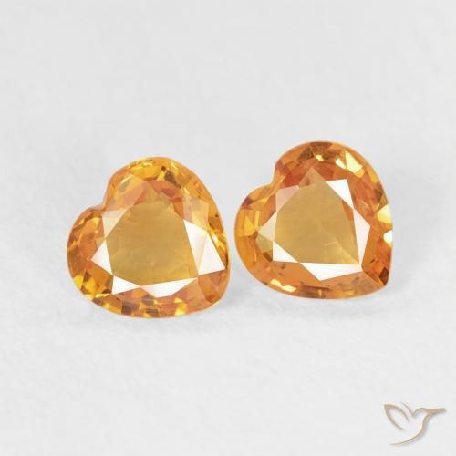 0.59 ctw Golden Sapphire Stones, Natural Sapphire in Heart Facet Shape for Sale