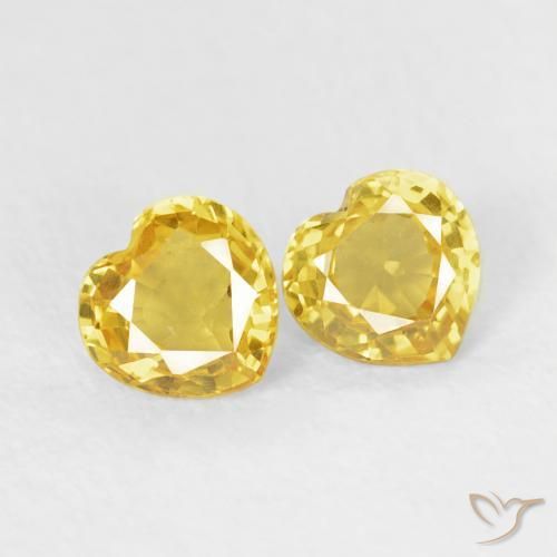 0.79 ctw Yellow Sapphire Stones, Natural Sapphire in Heart Facet Shape for Sale