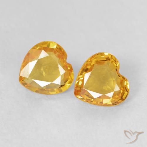 0.72 ctw Golden Sapphire Stones, Natural Sapphire in Heart Facet Shape for Sale
