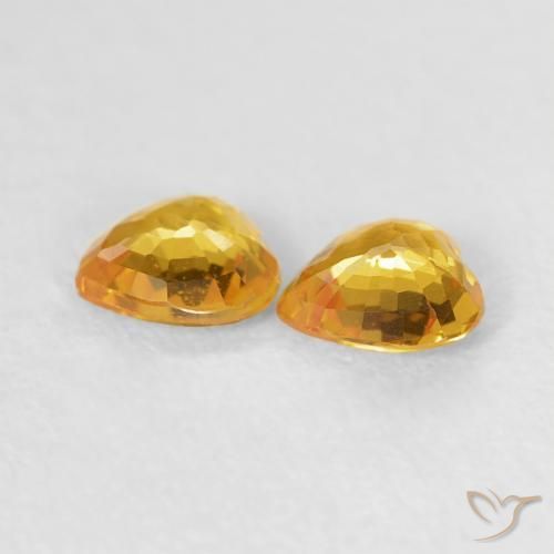 Sapphire Gemstones in 4.6 x 4.5 mm Size for Sale, Sapphire Stones in Golden Orange Color