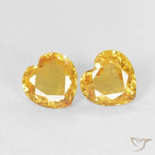 0.80 ctw Golden Sapphire Stones, Natural Sapphire in Heart Facet Shape for Sale