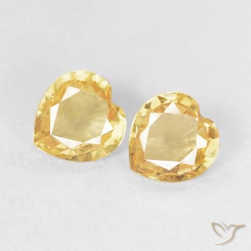 0.78 ctw Golden Sapphire Stones, Natural Sapphire in Heart Facet Shape for Sale
