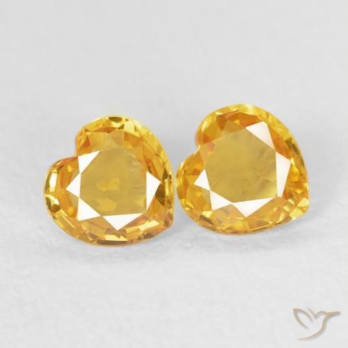 0.71 ctw Golden Sapphire Stones, Natural Sapphire in Heart Facet Shape for Sale