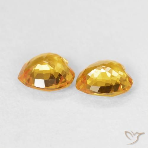 Sapphire Gemstones in 4.6 x 4.5 mm Size for Sale, Sapphire Stones in Bright Gold Color