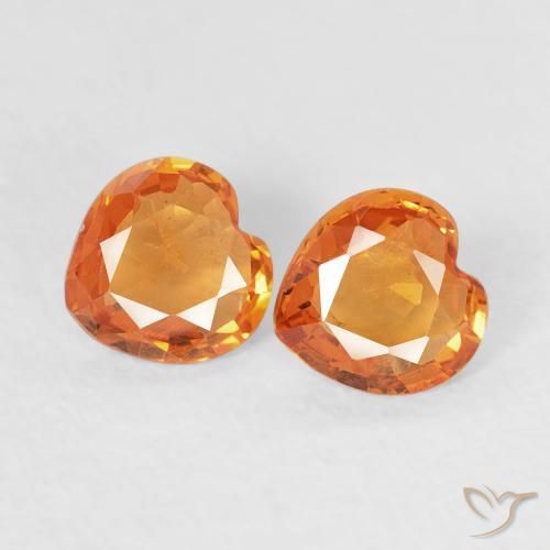0.66ctw Natural Medium Orange Sapphire, Heart, VVS-VS