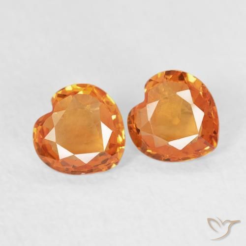 0.66 ctw Orange Sapphire Stones, Natural Sapphire in Heart Facet Shape for Sale