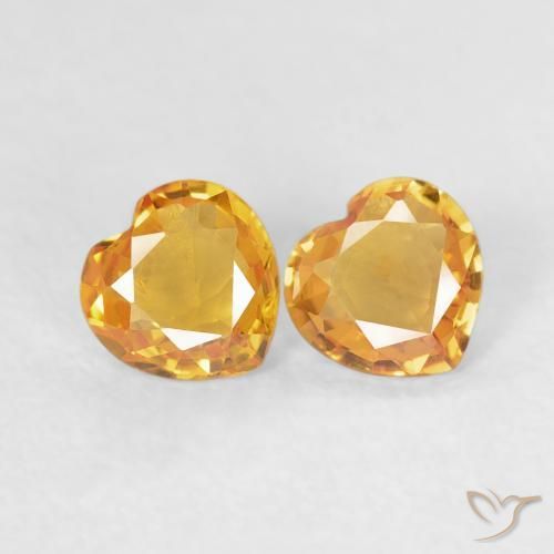 0.67 ctw Golden Sapphire Stones, Natural Sapphire in Heart Facet Shape for Sale