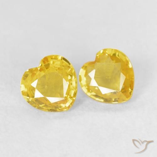 0.73 ctw Yellow Sapphire Stones, Natural Sapphire in Heart Facet Shape for Sale