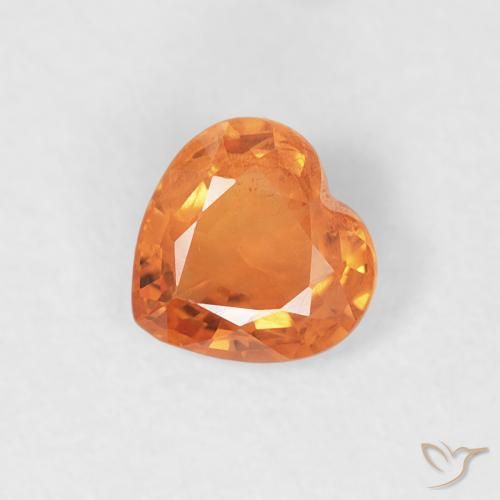 0.43ct Natural Bright Orange Sapphire, Heart, VS