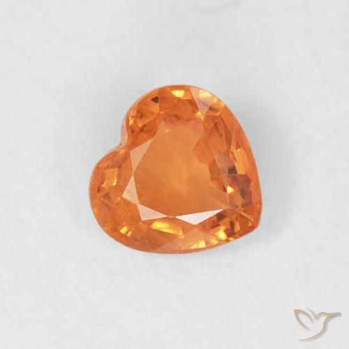 0.43 ct Orange Sapphire Stone, Natural Sapphire in Heart Facet Shape for Sale