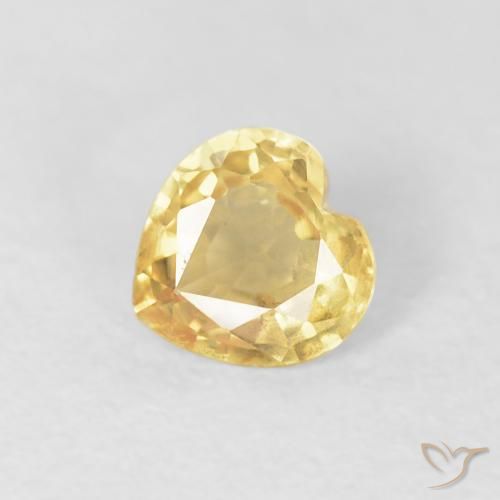 0.44 ct Golden Sapphire Stone, Natural Sapphire in Heart Facet Shape for Sale