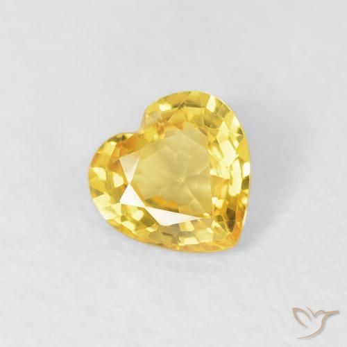 0.37ct Natural Medium Yellow Sapphire, Heart, VS