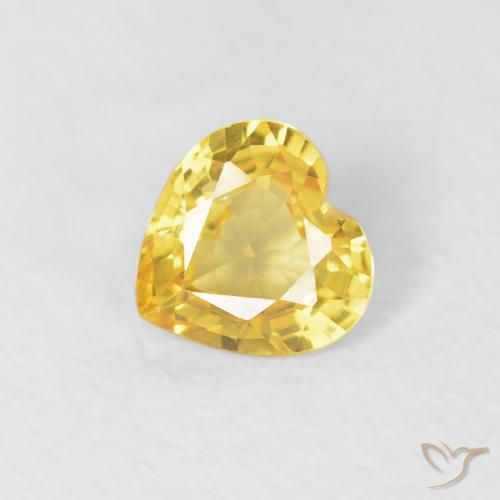 0.37 ct Yellow Sapphire Stone, Natural Sapphire in Heart Facet Shape for Sale