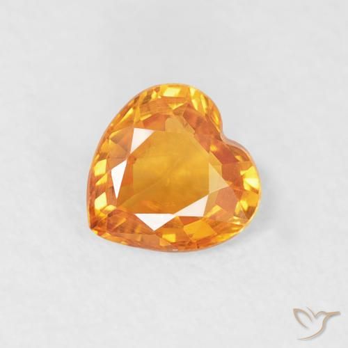 0.40ct Natural Medium Orange Sapphire, Heart, VS