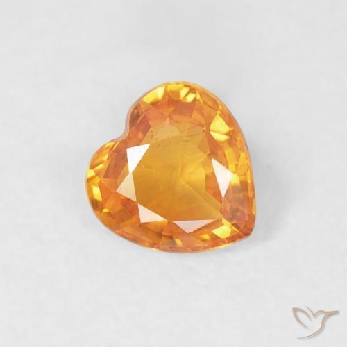 0.40 ct Orange Sapphire Stone, Natural Sapphire in Heart Facet Shape for Sale