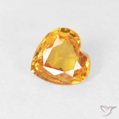 0.43ct Natural Medium Orange Sapphire, Heart, VS
