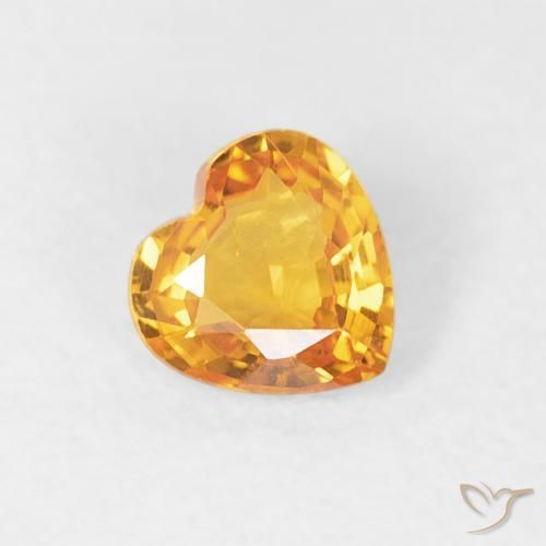 0.43 ct Golden Sapphire Stone, Natural Sapphire in Heart Facet Shape for Sale