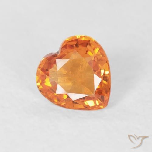 0.33 ct Orange Sapphire Stone, Natural Sapphire in Heart Facet Shape for Sale