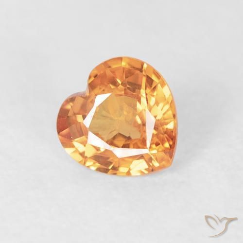 0.41 ct Orange Sapphire Stone, Natural Sapphire in Heart Facet Shape for Sale