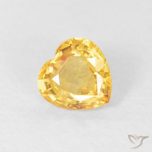 0.48 ct Golden Sapphire Stone, Natural Sapphire in Heart Facet Shape for Sale