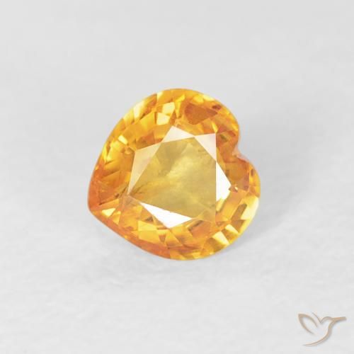 0.45ct Natural Orange-Gold Sapphire, Heart, VS
