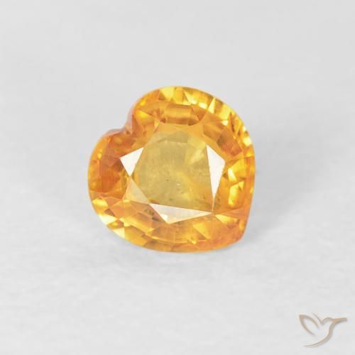 0.45 ct Golden Sapphire Stone, Natural Sapphire in Heart Facet Shape for Sale