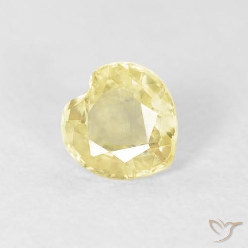0.45 ct Yellow Sapphire Stone, Natural Sapphire in Heart Facet Shape for Sale