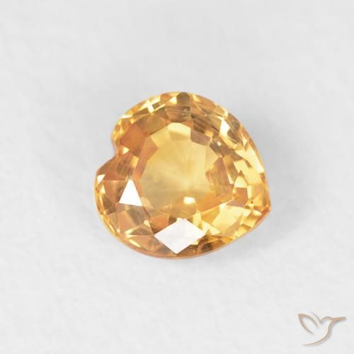 0.46 ct Golden Sapphire Stone, Natural Sapphire in Heart Facet Shape for Sale