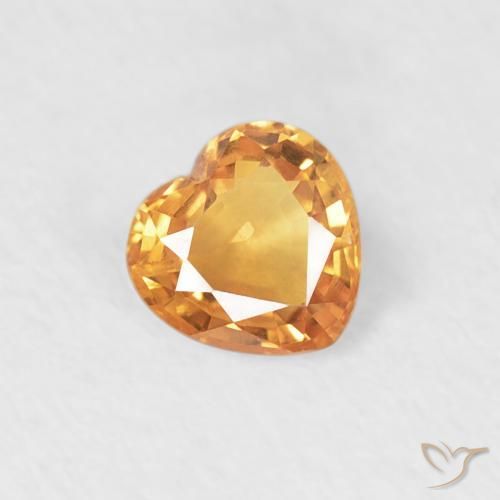 0.36 ct Orange Sapphire Stone, Natural Sapphire in Heart Facet Shape for Sale