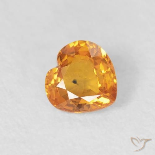 0.42 ct Golden Sapphire Stone, Natural Sapphire in Heart Facet Shape for Sale