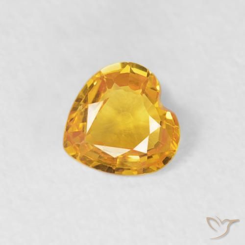0.35ct Natural Medium Orange-Gold Sapphire, Heart, VS