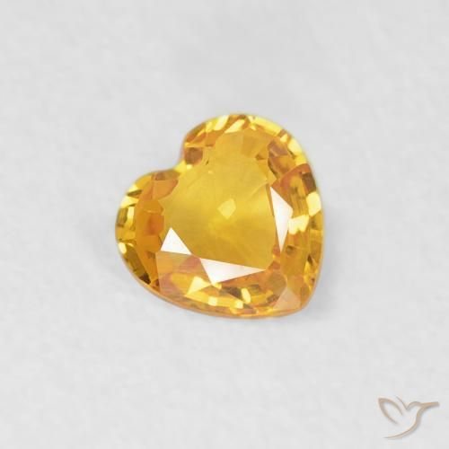 0.35 ct Golden Sapphire Stone, Natural Sapphire in Heart Facet Shape for Sale
