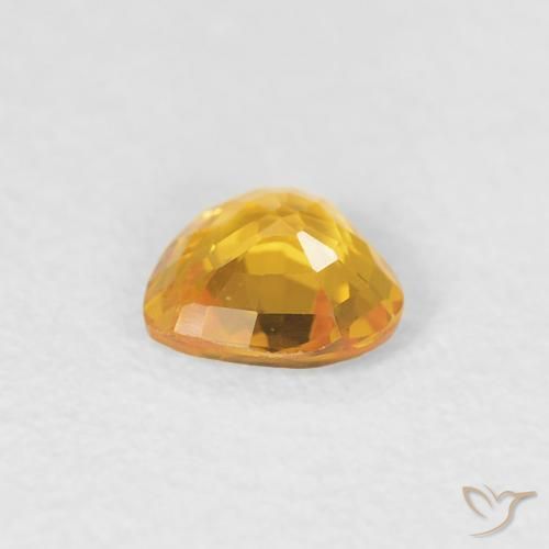 Sapphire Gemstone in 4.5 x 4.4 mm Size for Sale, Sapphire Stone in Medium Orange-Gold Color