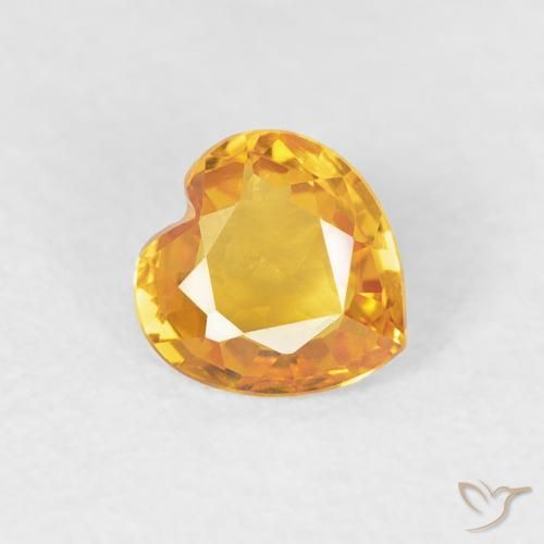 0.43 ct Golden Sapphire Stone, Natural Sapphire in Heart Facet Shape for Sale