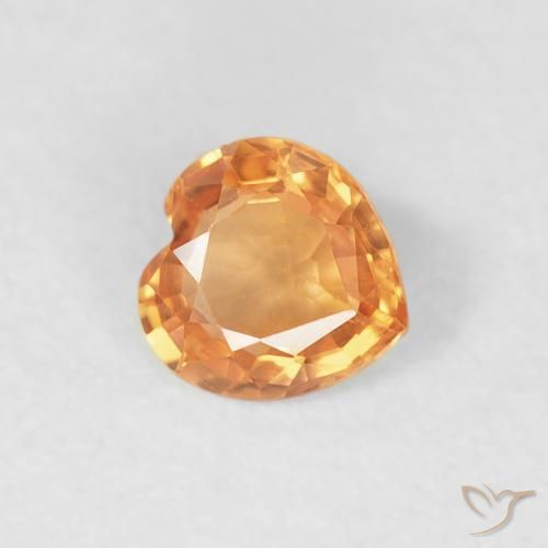 0.39 ct Orange Sapphire Stone, Natural Sapphire in Heart Facet Shape for Sale