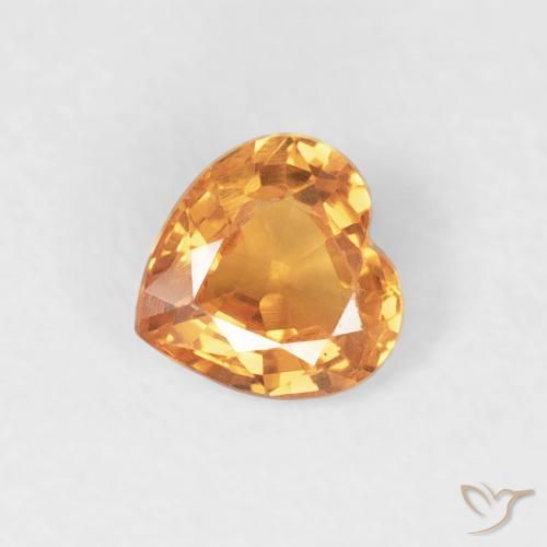 0.43ct Natural Bright Orange Sapphire, Heart, VVS-VS