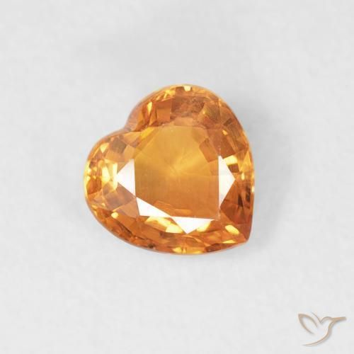 0.43 ct Orange Sapphire Stone, Natural Sapphire in Heart Facet Shape for Sale