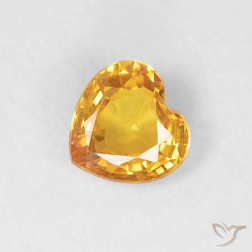 0.43ct Natural Medium Orange-Gold Sapphire, Heart, VVS-VS