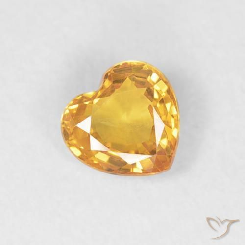 0.43 ct Golden Sapphire Stone, Natural Sapphire in Heart Facet Shape for Sale