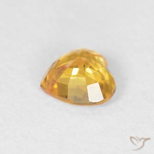 Sapphire Gemstone in 4.6 x 4.4 mm Size for Sale, Sapphire Stone in Medium Orange-Gold Color