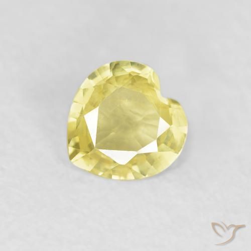 0.34ct Natural Light Yellow Sapphire, Heart, VVS-VS